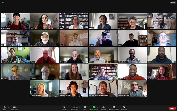 Zoom screen of a virtual training